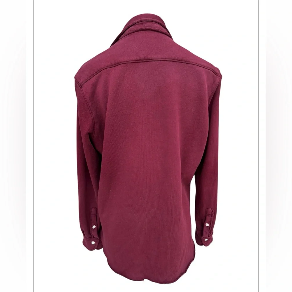 Frank & Eileen Womens Small Triple Fleece Eileen Button Down Sweatshirt Burgundy - Picture 4 of 6